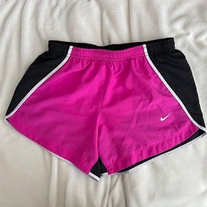 Nike Girls Dri-FIT Tempo Running Shorts Size Large Hot Pink Black White